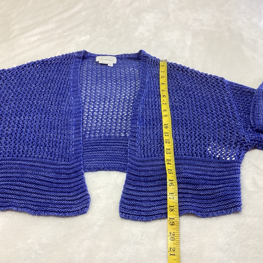 Anthropologie Juillet Cropped Cardigan Sweater OS Blue Boho Coastal Hippie - Picture 6 of 8